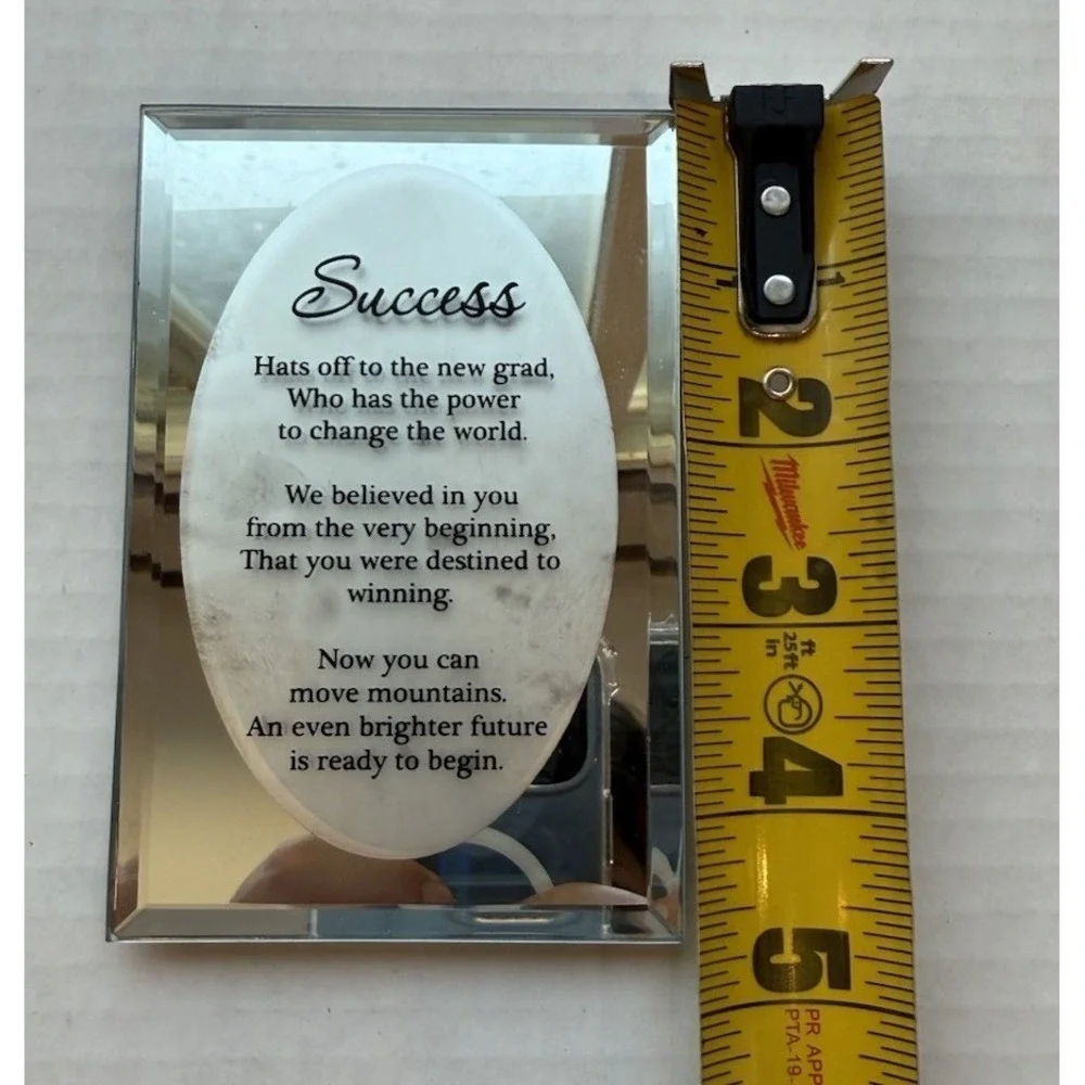 Glass Plaque Success‎ Graduation Gift Desk Decor Mirrored 3x5
